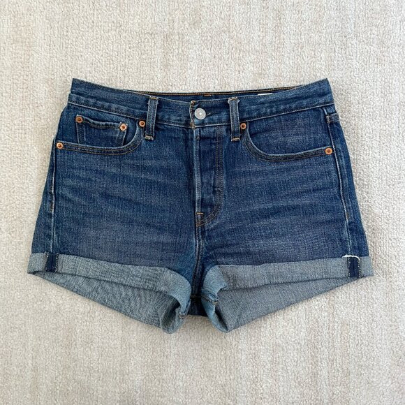 Levi’s White Oak Cone Denim High Rise Button Fly Blue Jeans Denim Shorts 28 - Picture 1 of 10